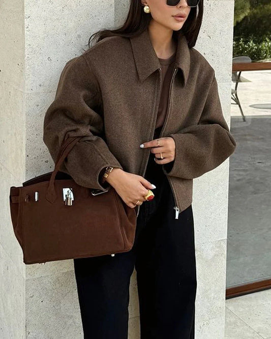 Oversized brun damefrakke | Klassisk overfrakke til varme og komfort