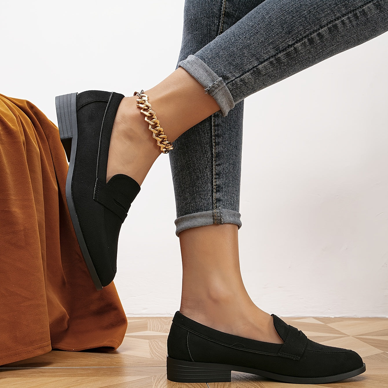 Slip-on-loafers i ruskind til kvinder