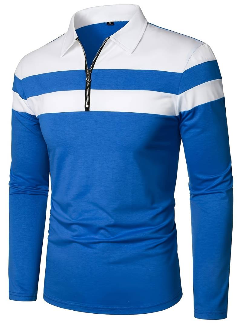 Langærmet poloshirt med lynlås til herrer
