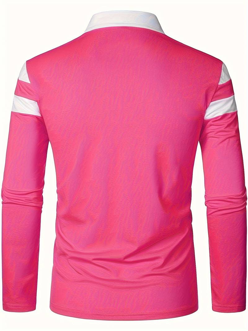 Langærmet poloshirt med lynlås til herrer