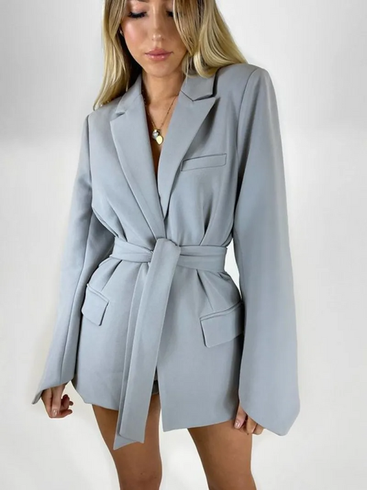 Retro-blazer med bælte til kvinder