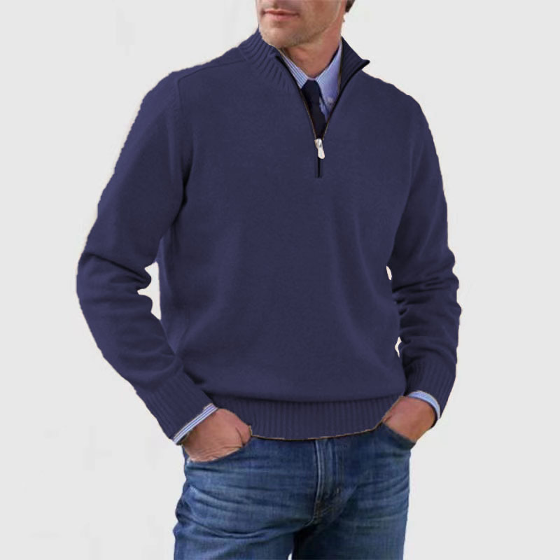 Herresweater med halv lynlås