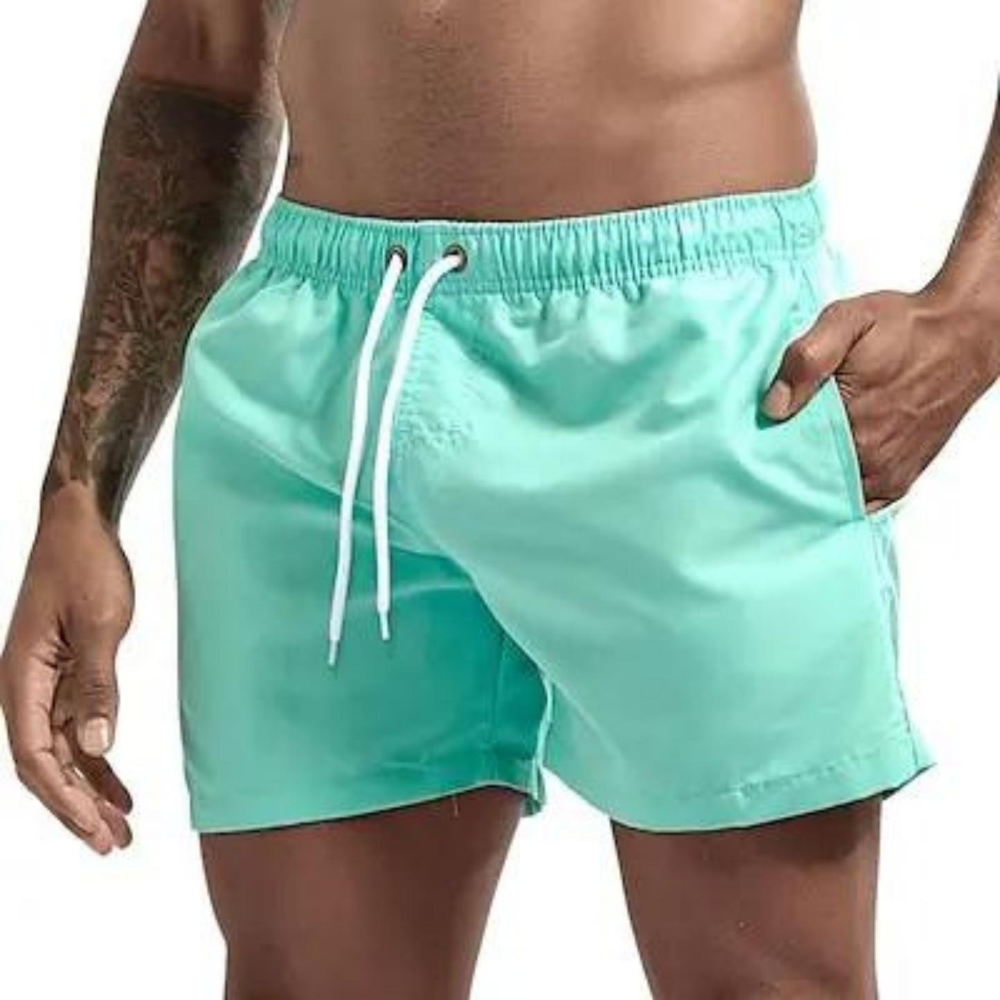 Herre hurtigtørrende badeshorts med elastisk talje