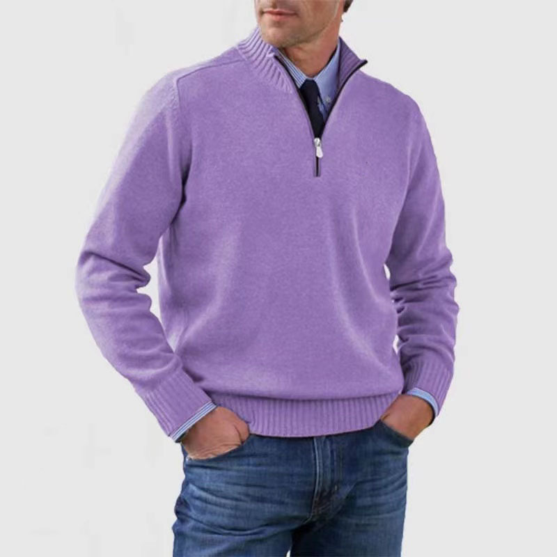 Herresweater med halv lynlås