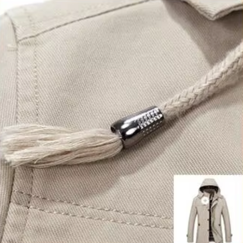Parka vinterfrakke til mænd med aftagelig hætte og knaplukning