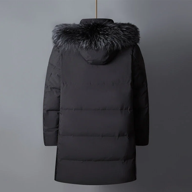 Parka vinterfrakke til mænd med pelshætte og lynlåse