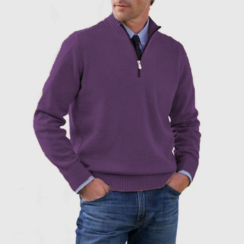 Herresweater med halv lynlås
