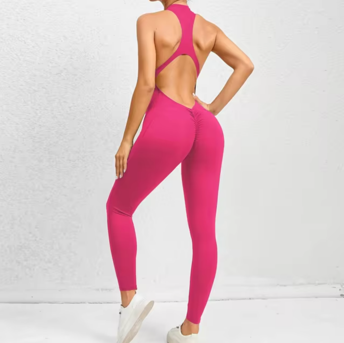 Fitness-jumpsuit med lynlås til kvinder