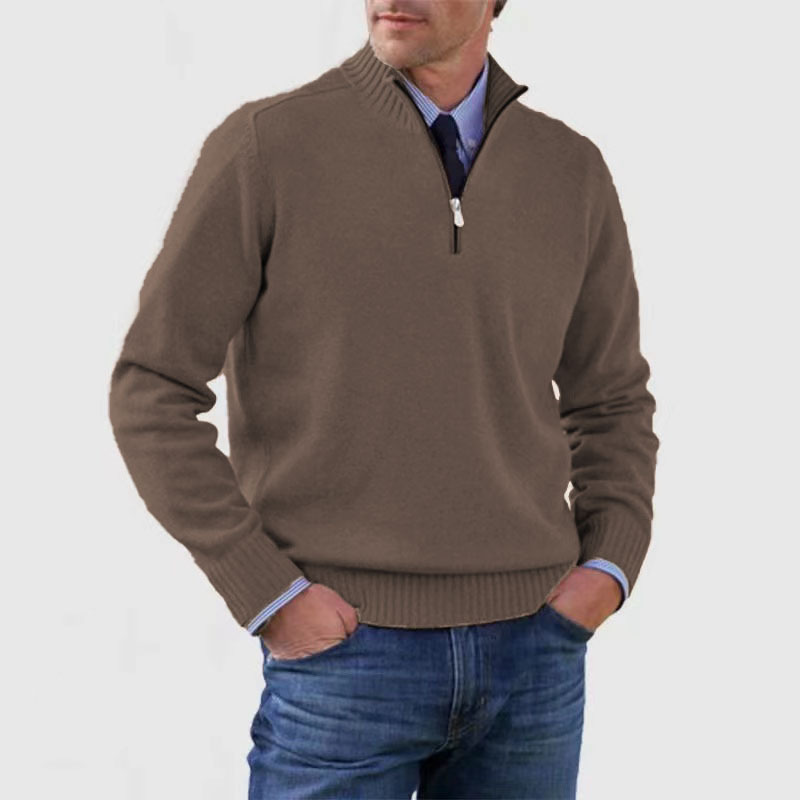 Herresweater med halv lynlås