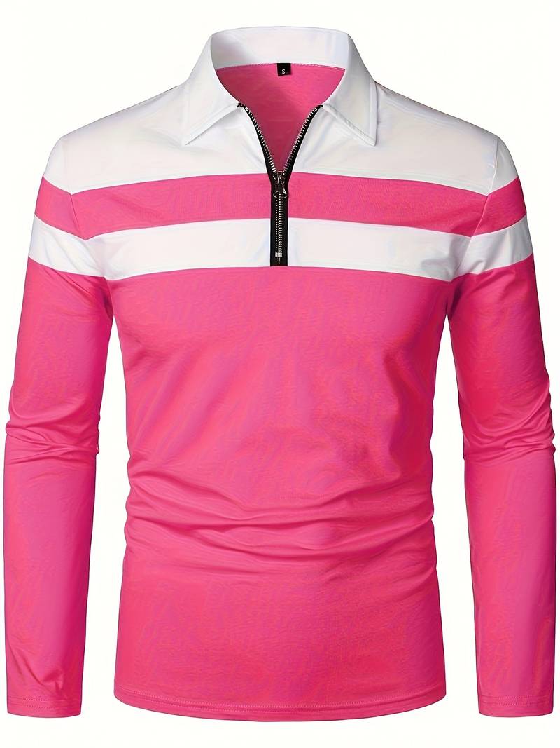 Langærmet poloshirt med lynlås til herrer