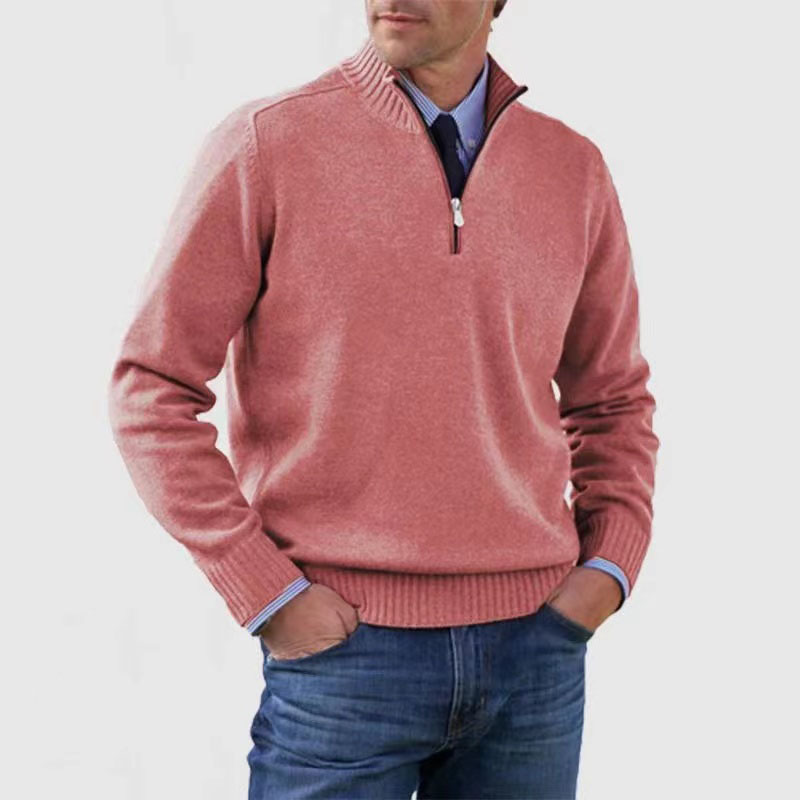 Herresweater med halv lynlås