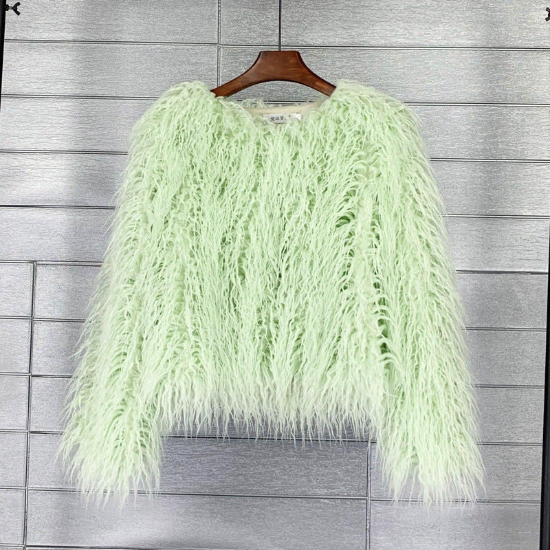 Fluffy kort jakke til kvinder