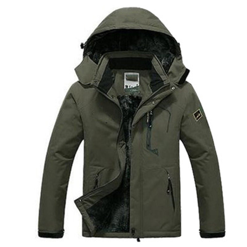 Fleeceforet parka med hætte til mænd