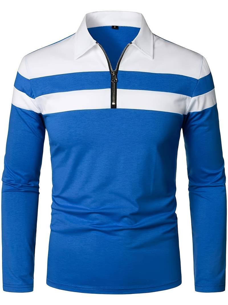 Langærmet poloshirt med lynlås til herrer