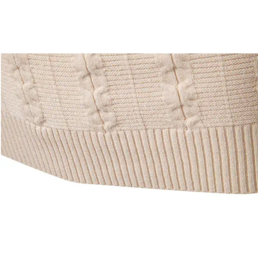 Strikket sweater med halv lynlås og col til mænd Vintertøj