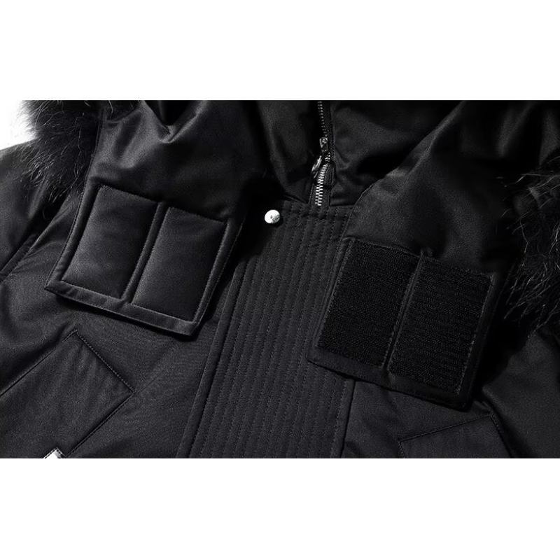 Parka vinterfrakke til mænd med pelshætte og lange ærmer