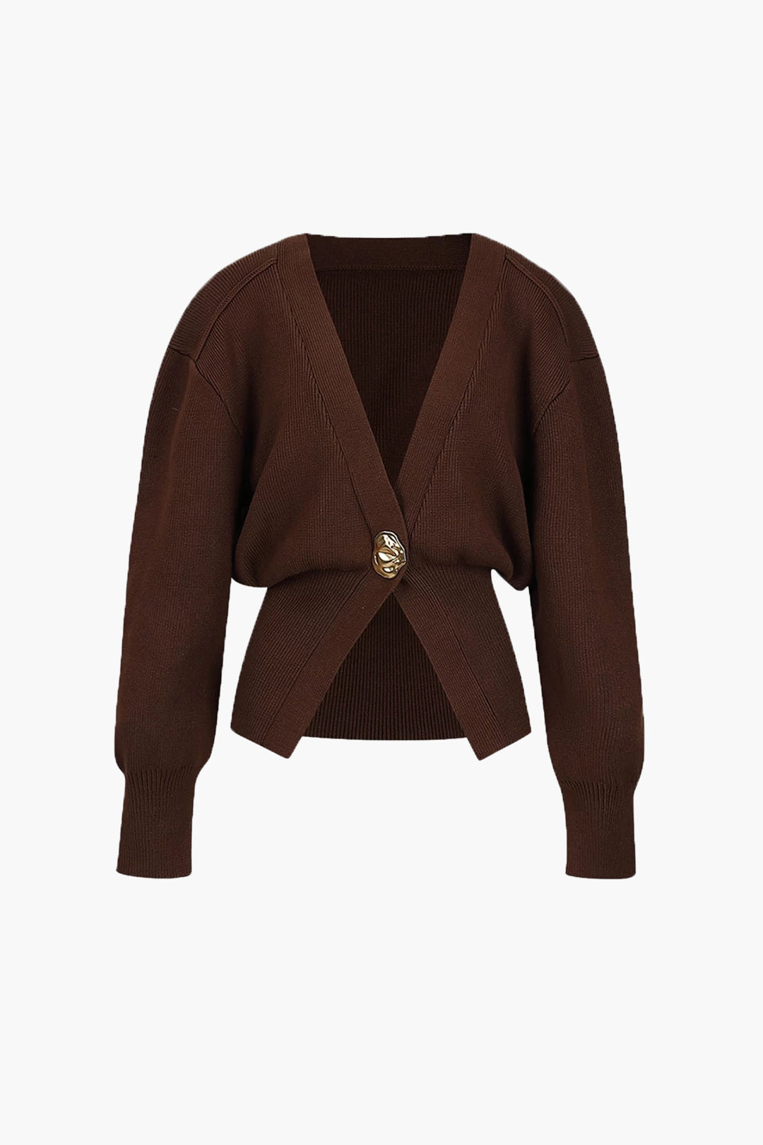 Chic strikcardigan med guldknapdetalje