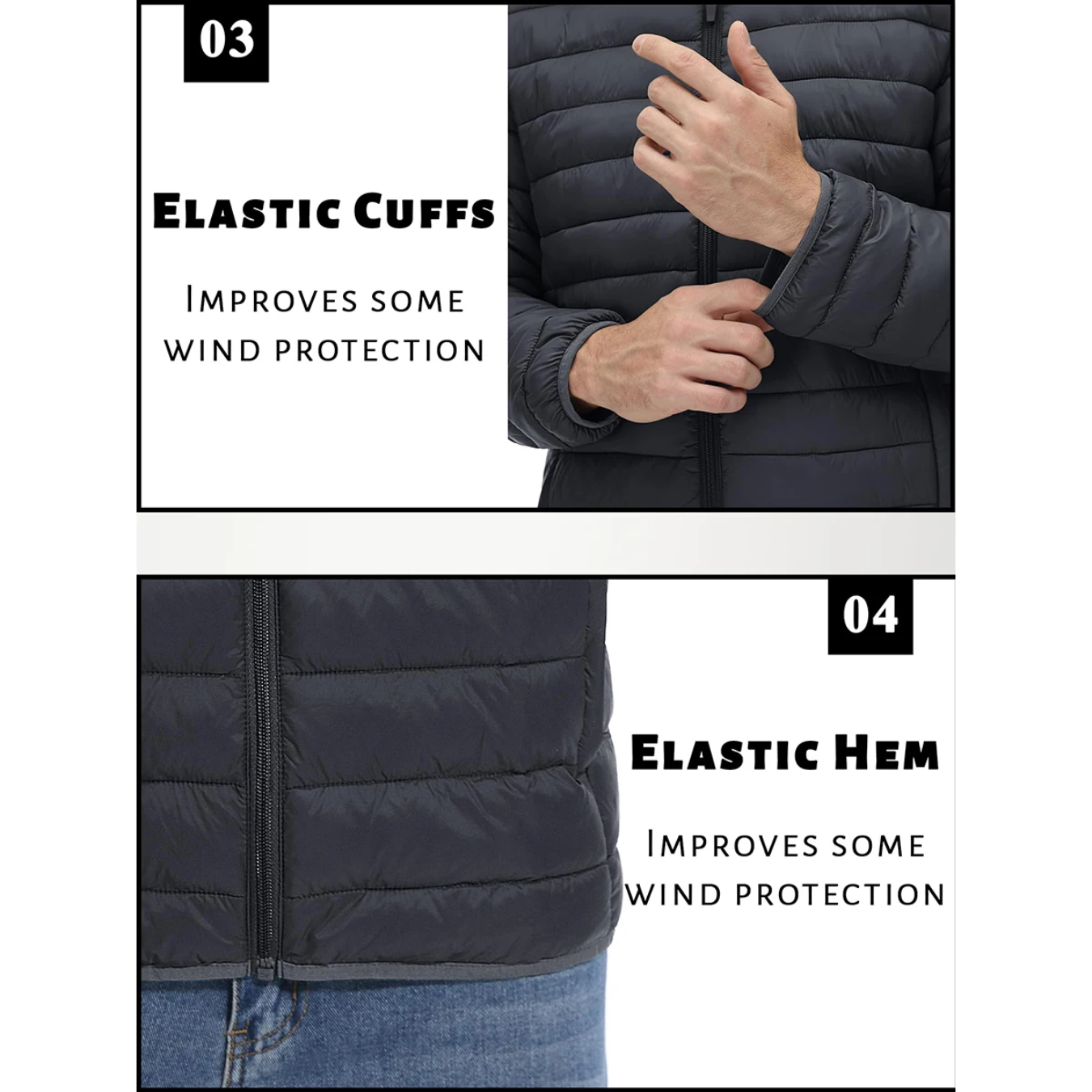 Vatteret overgangsjakke til mænd - let, varm, afslappet