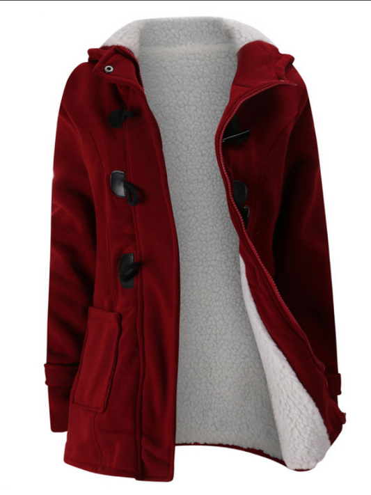 Kvindelig lang trenchcoat med hornknap