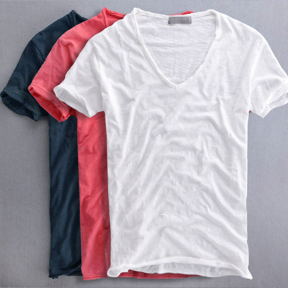 Afslappet T-shirt til mænd med V-hals