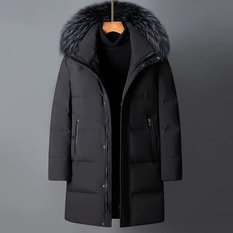 Parka vinterfrakke til mænd med pelshætte og lynlåse