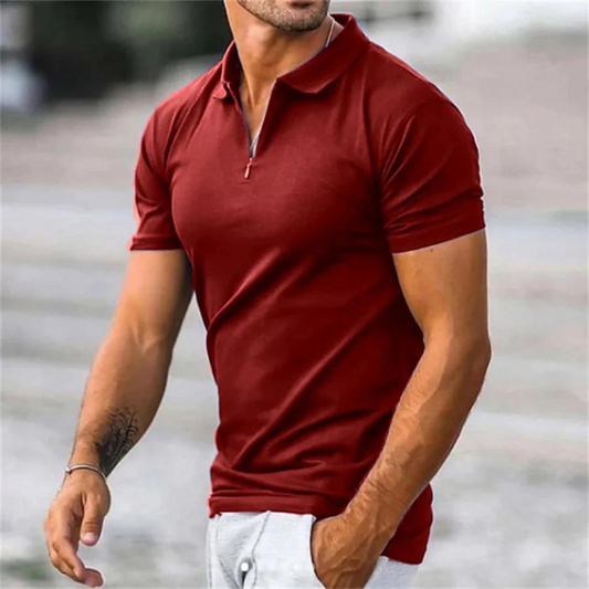 Solid Turn Down Polo Shirt til mænd
