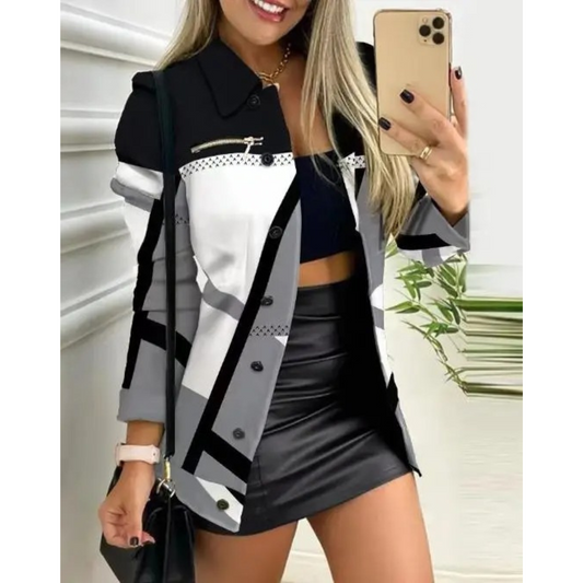 Moderigtig blazer til kvinder med print