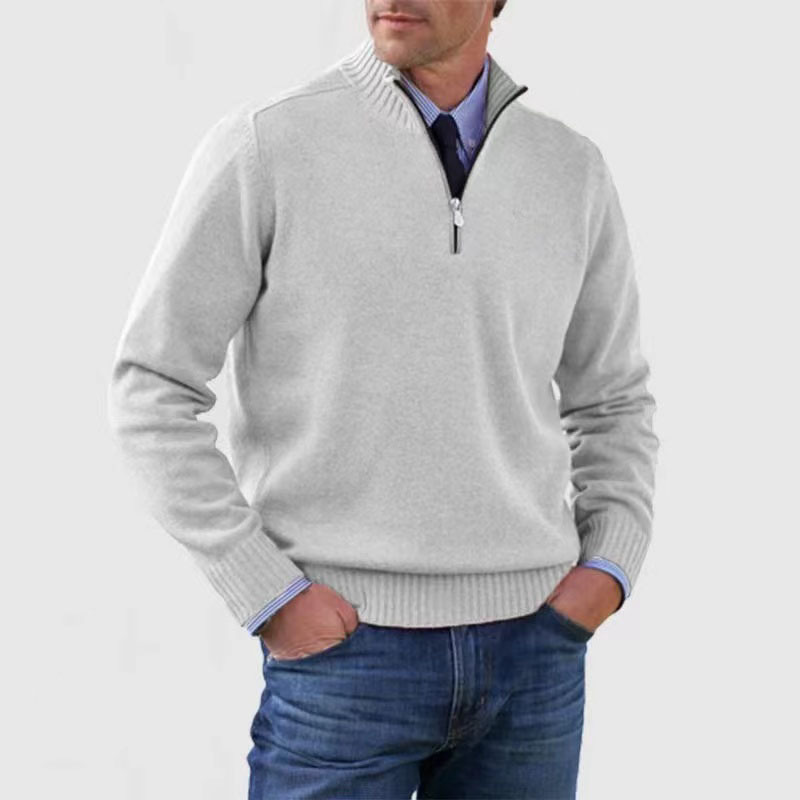 Herresweater med halv lynlås