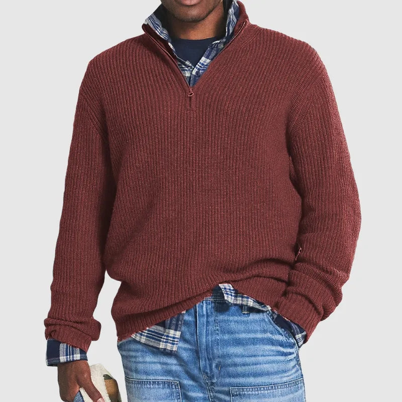 Sweater med halv lynlås til mænd