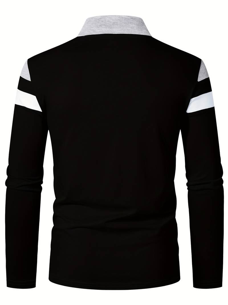 Langærmet poloshirt med lynlås til herrer