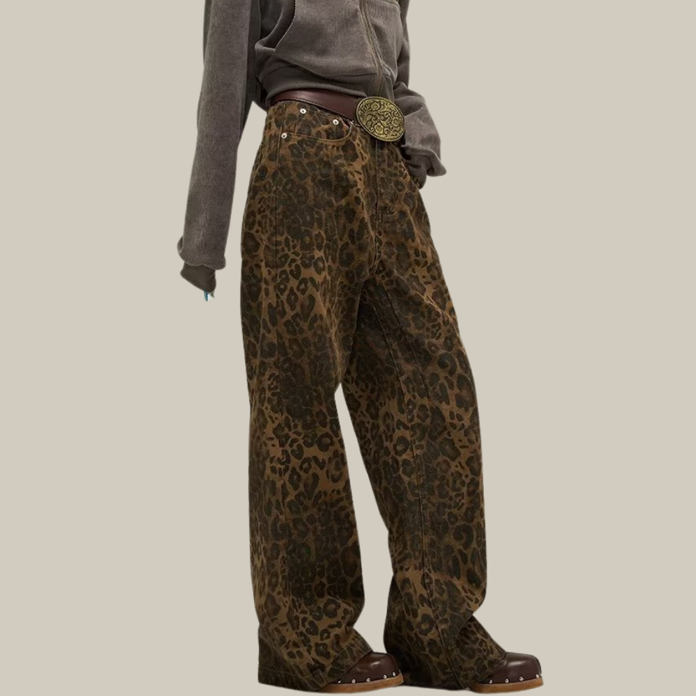 Jeans med leopardmønster til kvinder