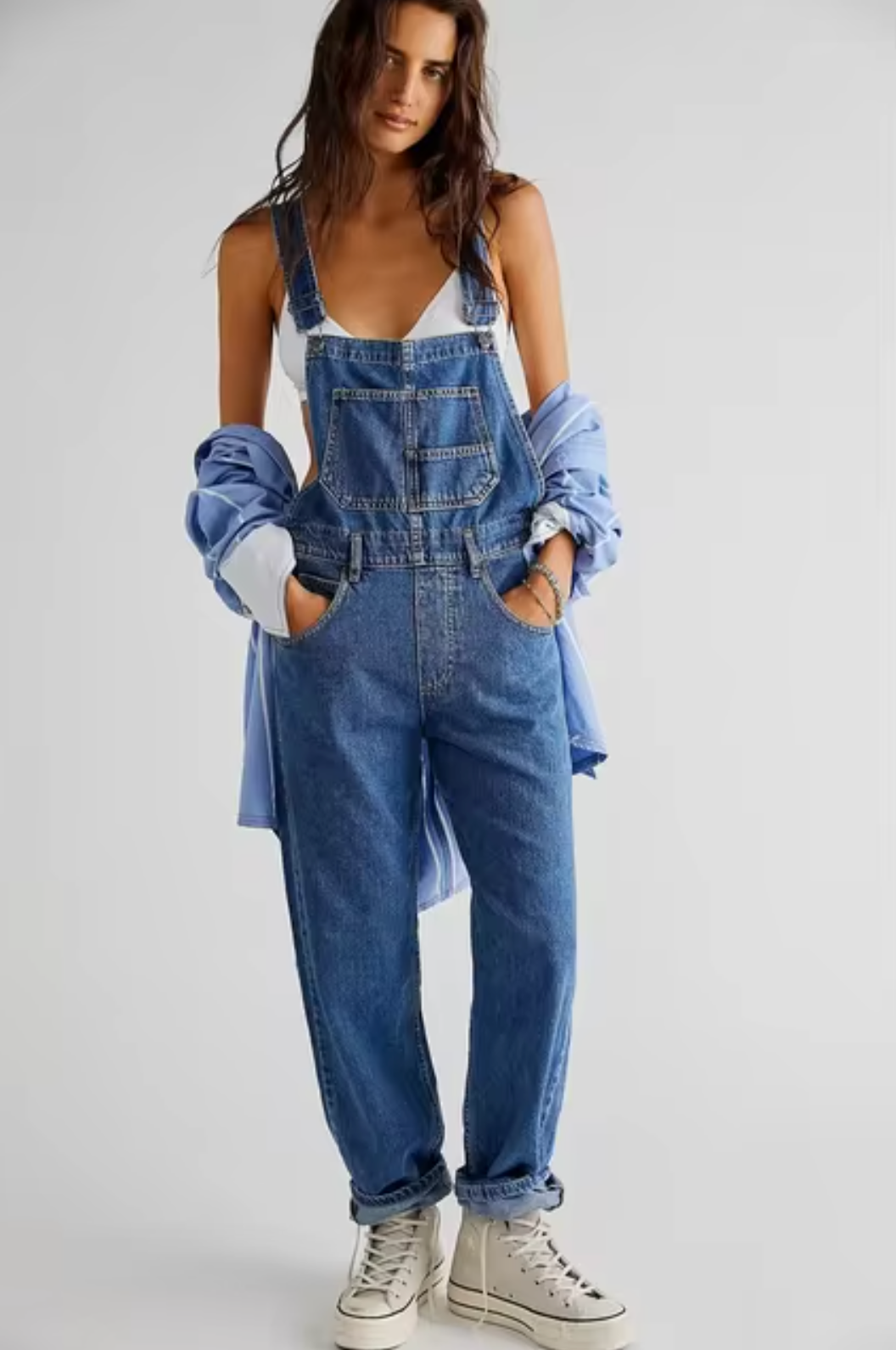 Løs denim-jumpsuit til kvinder