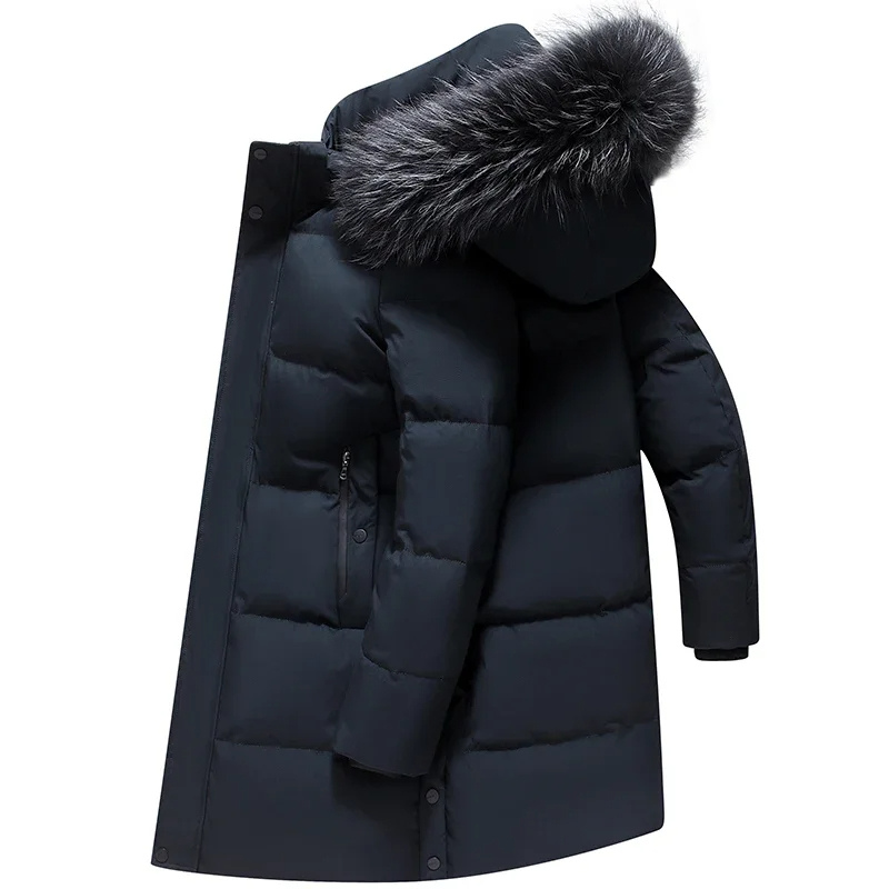 Parka vinterfrakke til mænd med pelshætte og lynlåse