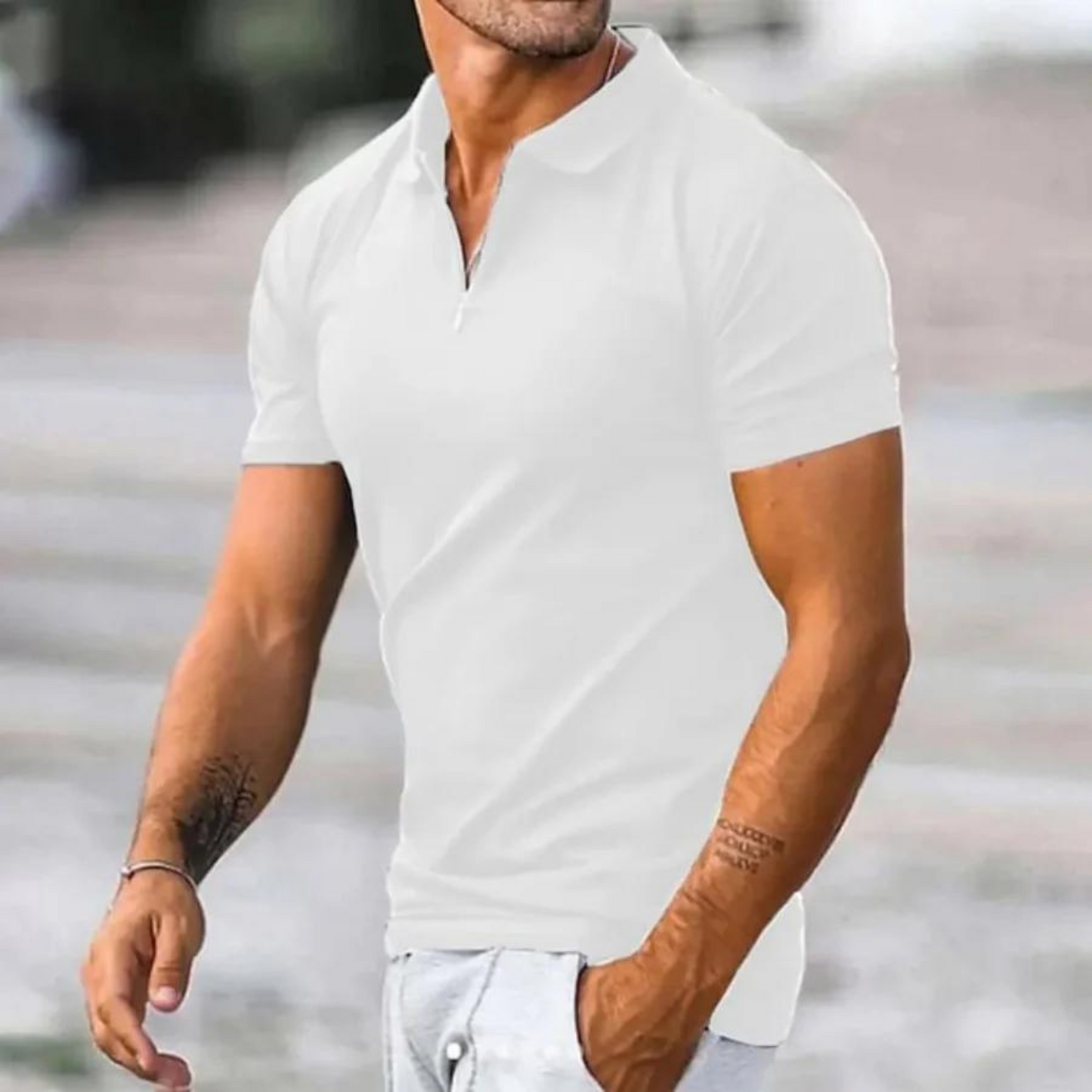 Solid Turn Down Polo Shirt til mænd