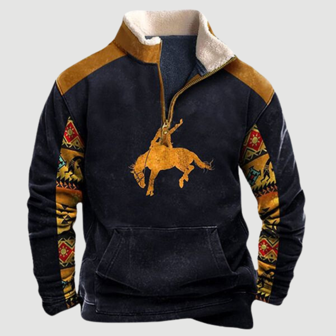Vintage fleece med lynlås til mænd