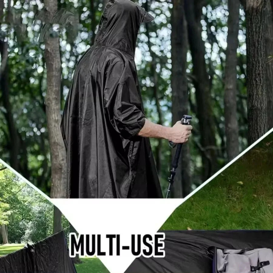 Vandtæt mackintosh-poncho til mænd med letvægtshætte