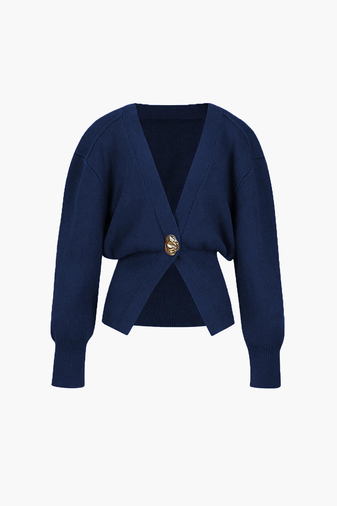 Chic strikcardigan med guldknapdetalje