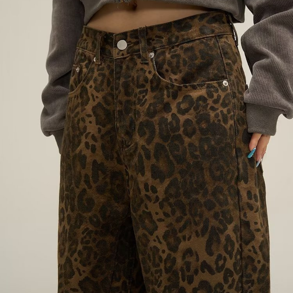 Jeans med leopardmønster til kvinder
