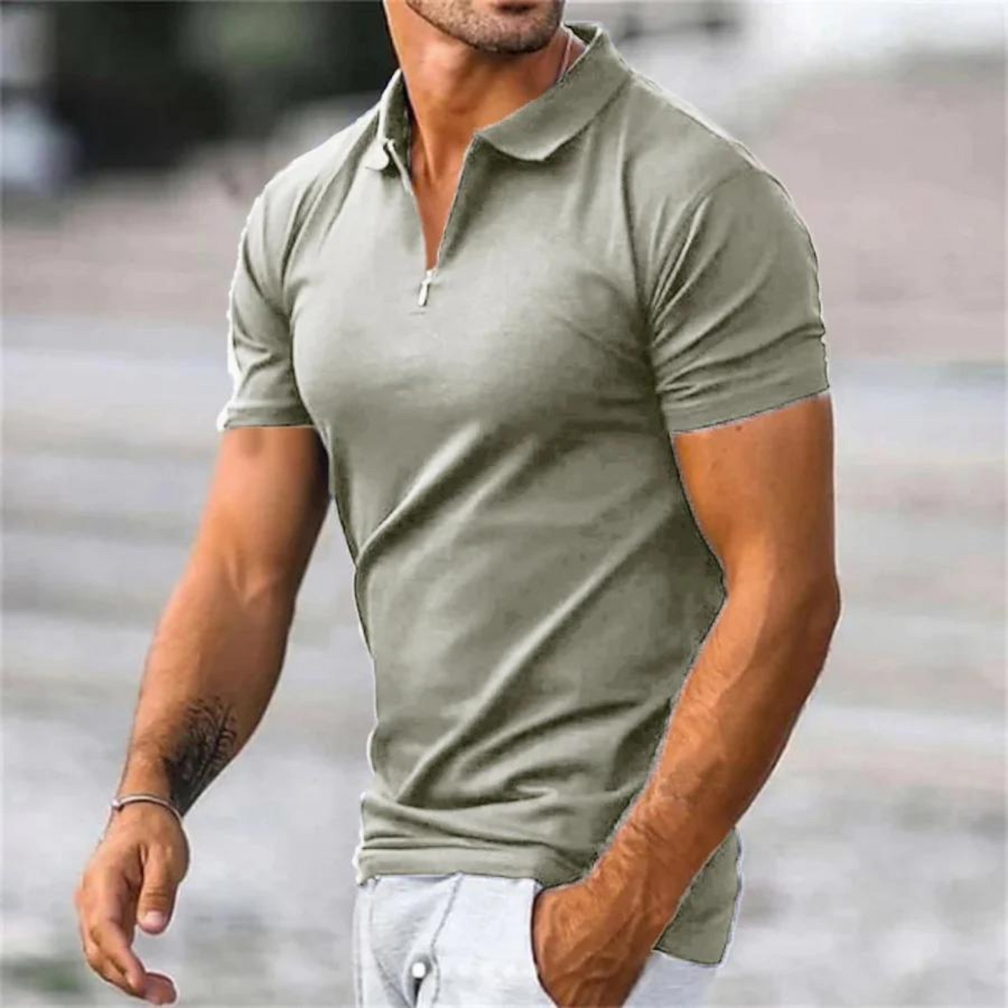 Solid Turn Down Polo Shirt til mænd