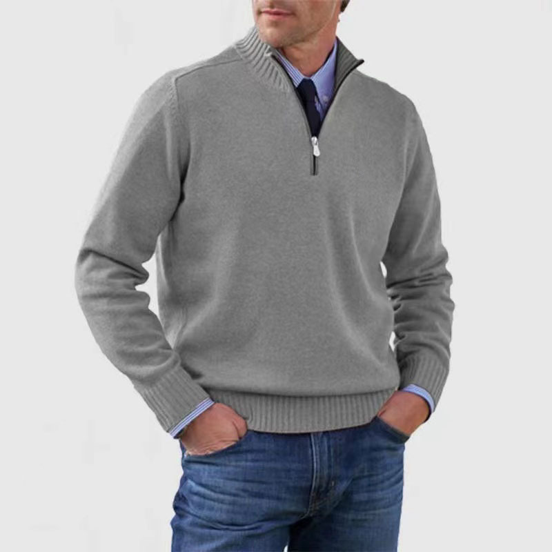Herresweater med halv lynlås