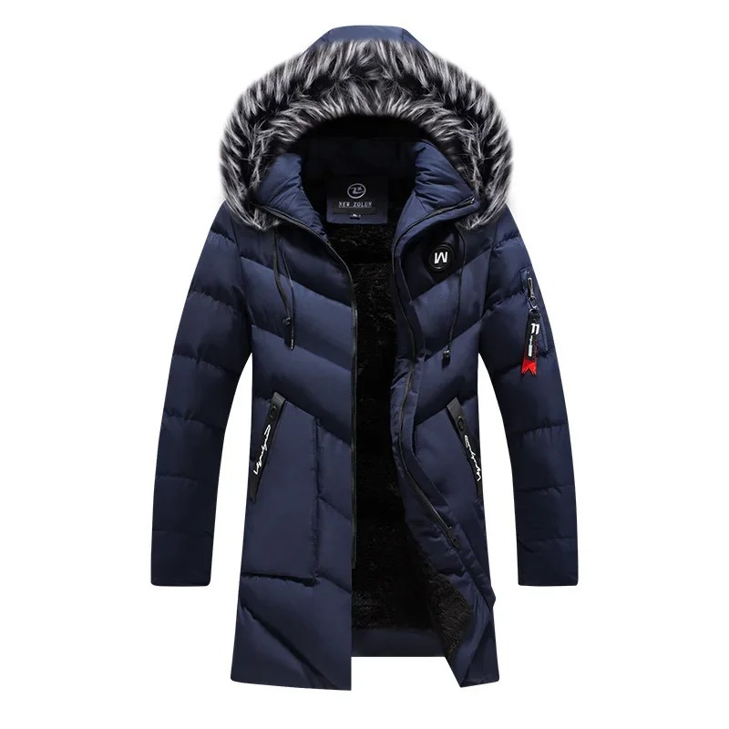 Parka vinterjakke til mænd med aftagelig hætte og lynlåslommer