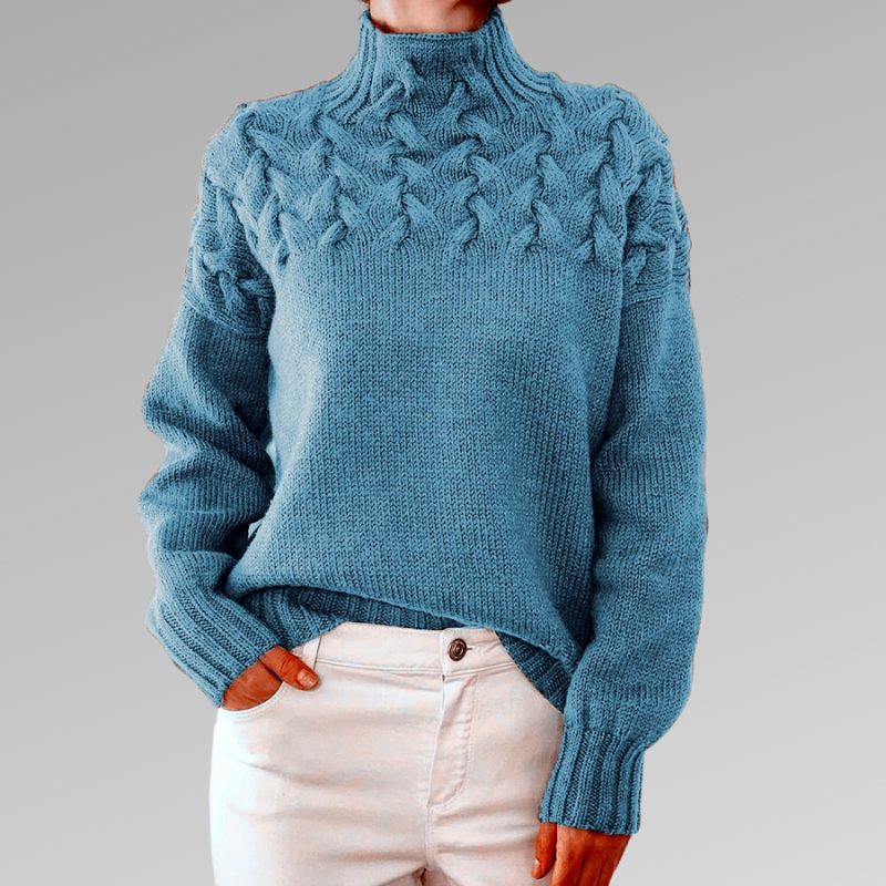 Lang lanterne-sweater med rullekrave