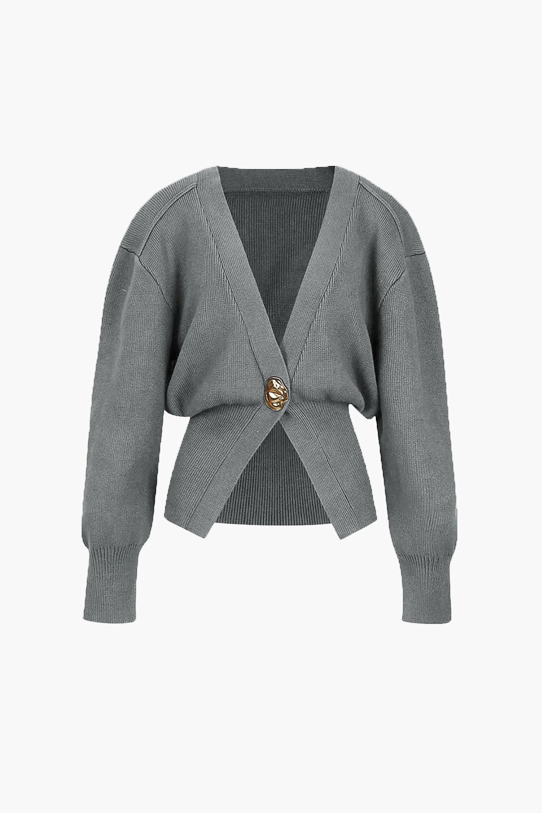 Chic strikcardigan med guldknapdetalje
