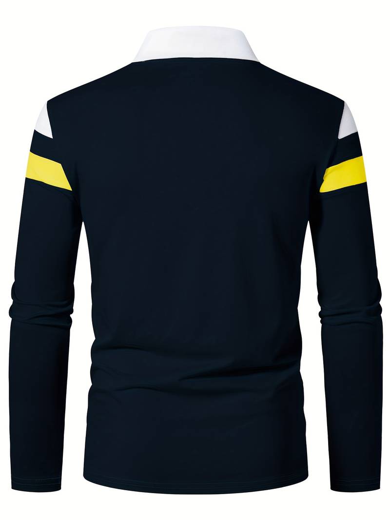 Langærmet poloshirt med lynlås til herrer