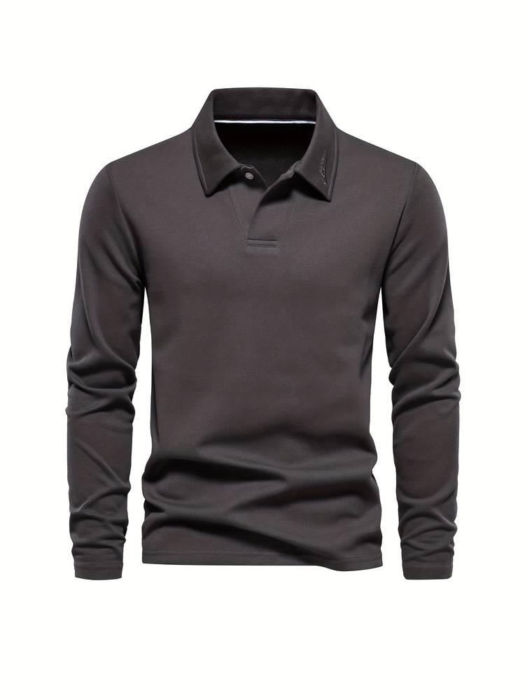 Langærmet poloshirt med klassisk krave til mænd