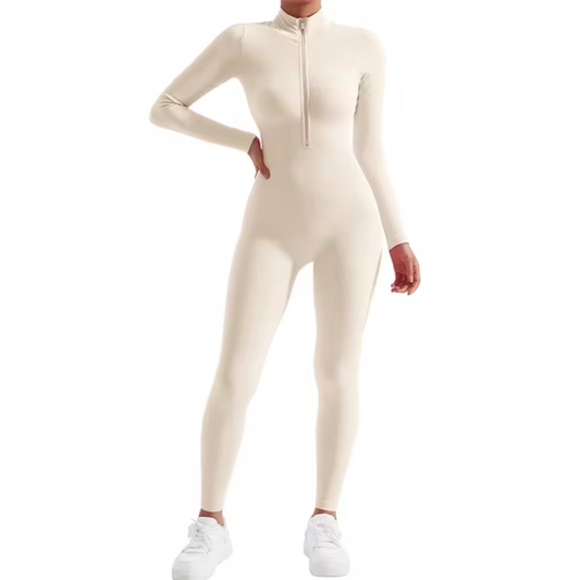 Figursyet jumpsuit med lynlås foran til kvinder