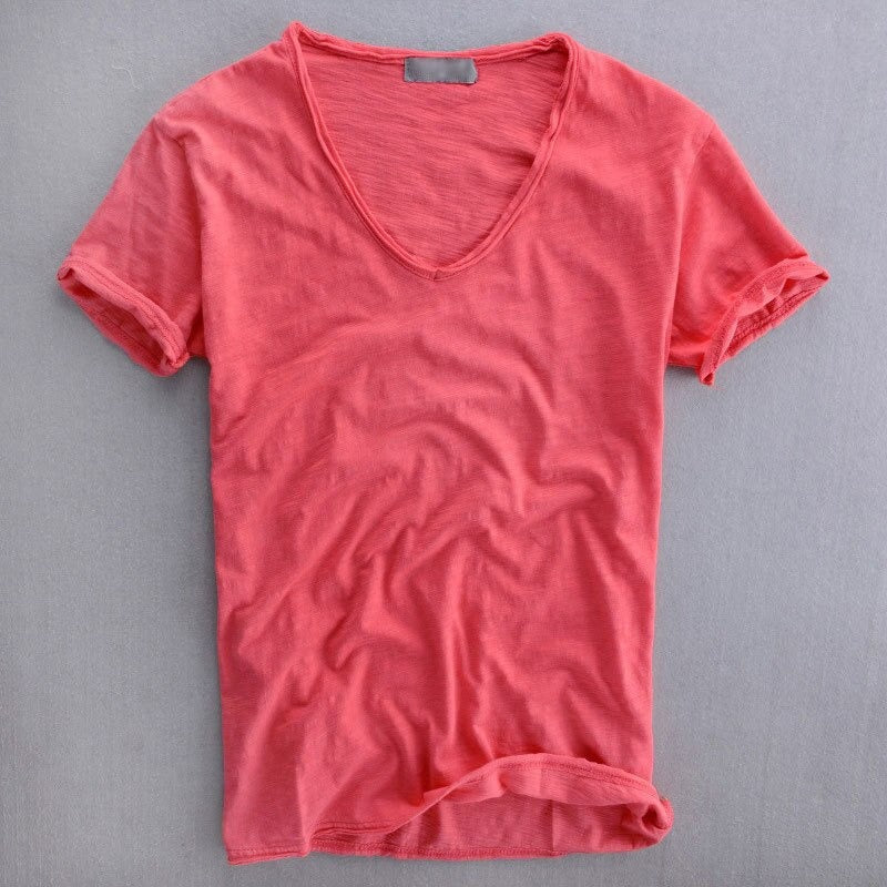 Afslappet T-shirt til mænd med V-hals