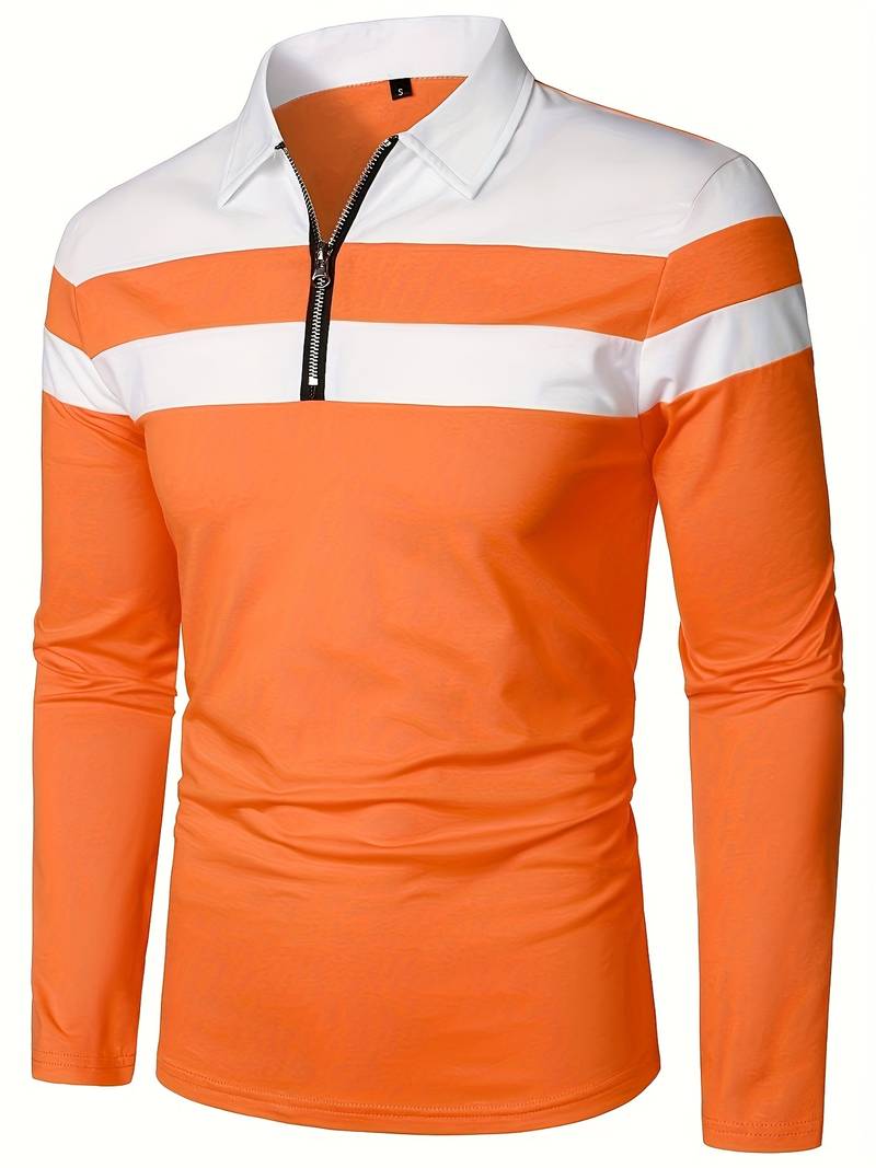 Langærmet poloshirt med lynlås til herrer