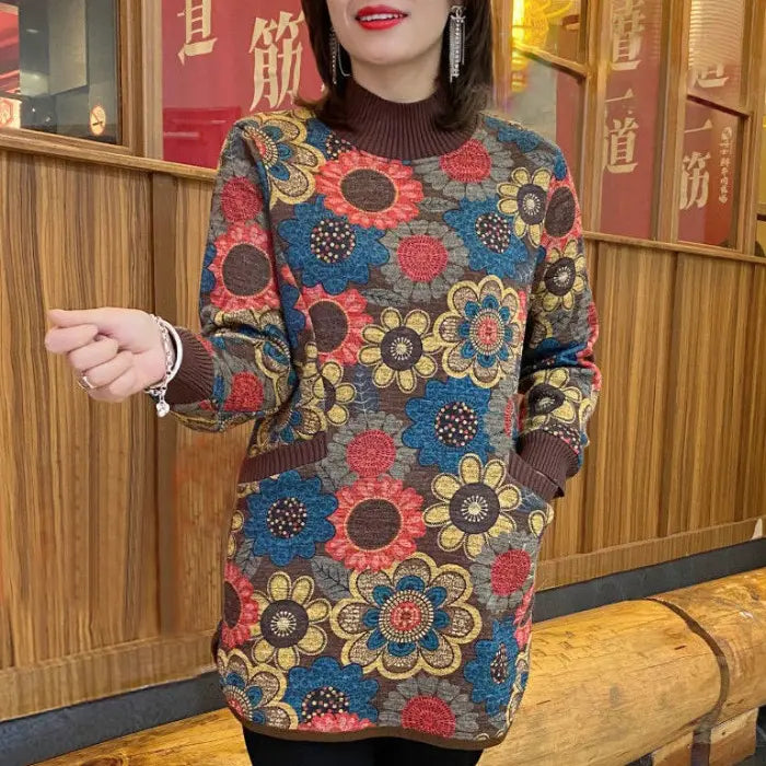 Langærmet bluse med blomsterprint