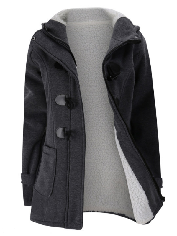 Kvindelig lang trenchcoat med hornknap